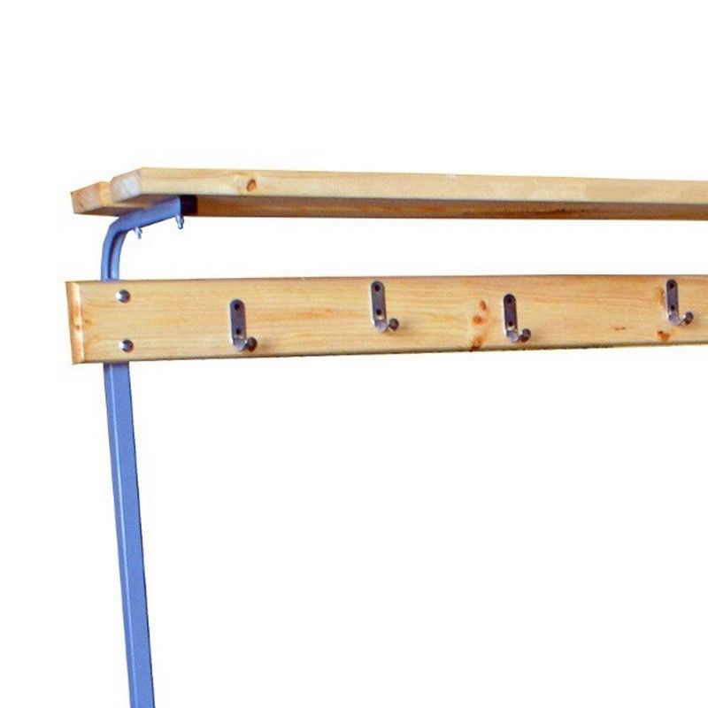 Скамейка с вешалкой и верхней полкой для раздевалок, 150 см  цельная Pioner A17232