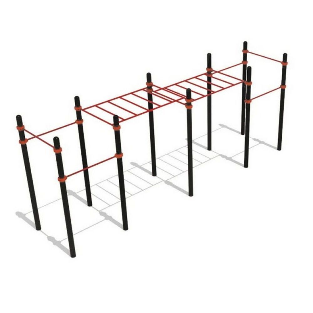 Рукоход классический двухуровневый и 6 турников  круглый профиль  Pioner A16024