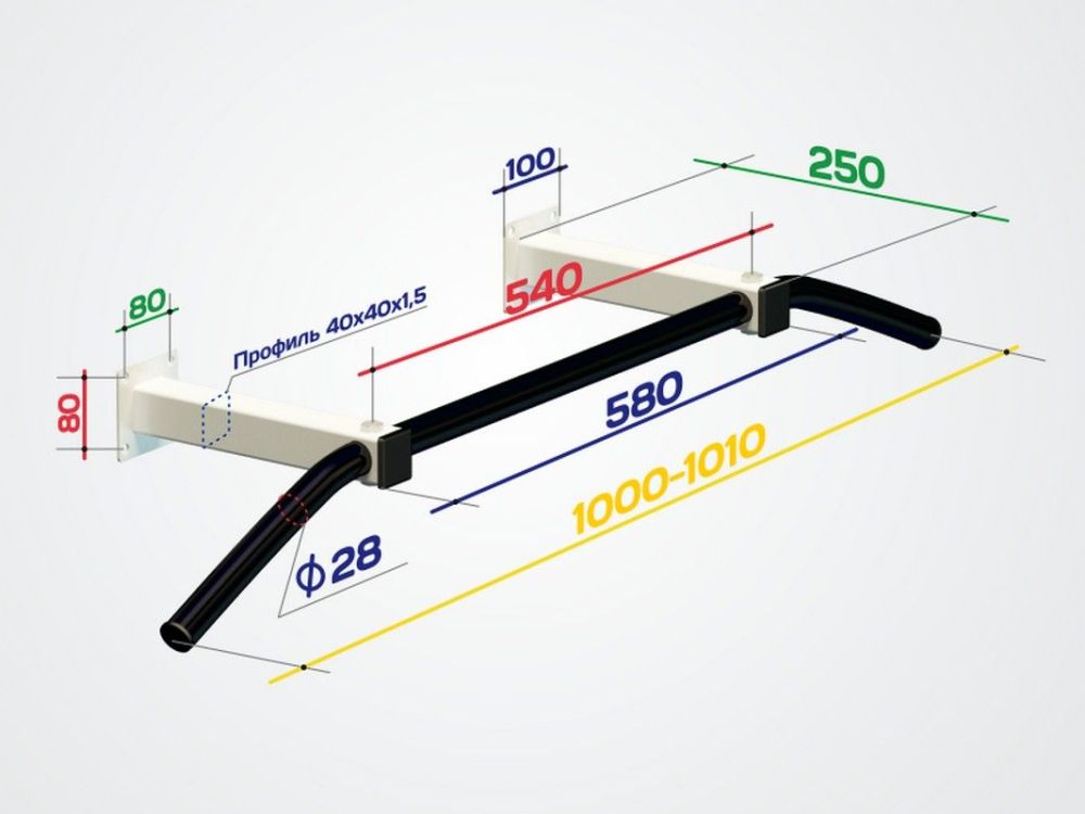 Турник настенный с малым выносом   Pioner A16482