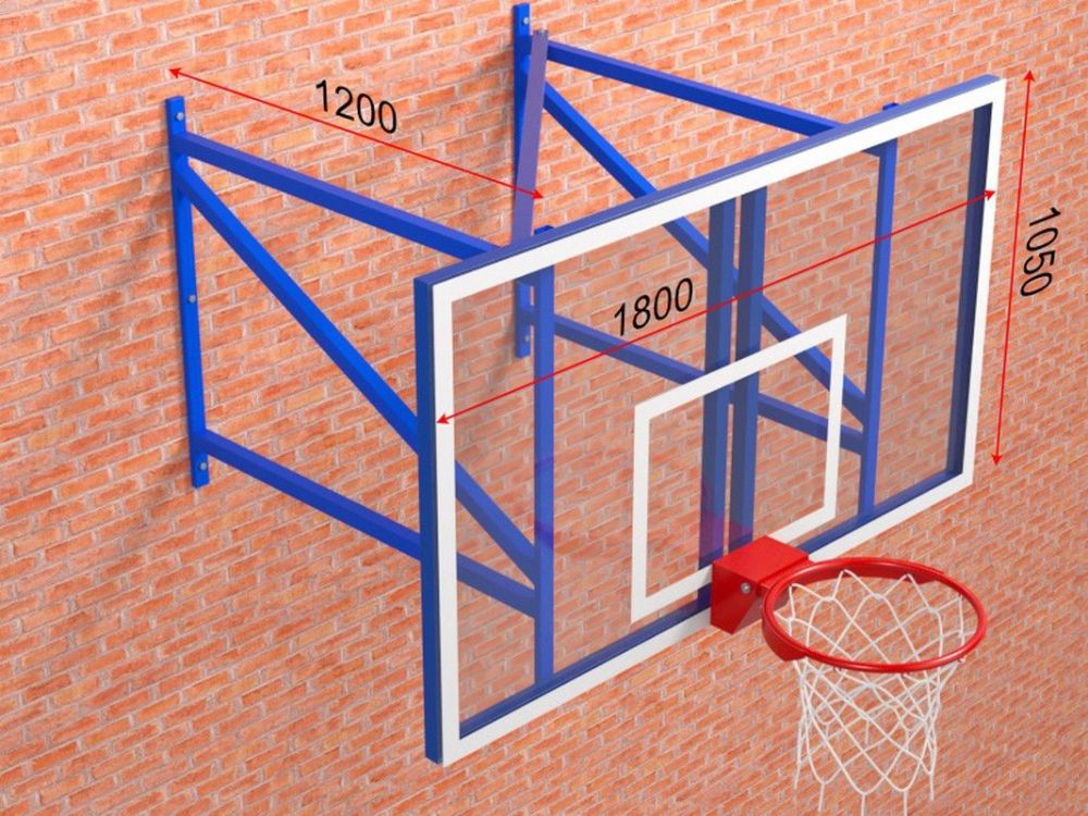 Ферма с выносом 1,2 м с игровым щитом из оргстекла 10 мм и массовым кольцом  Pioner A13324