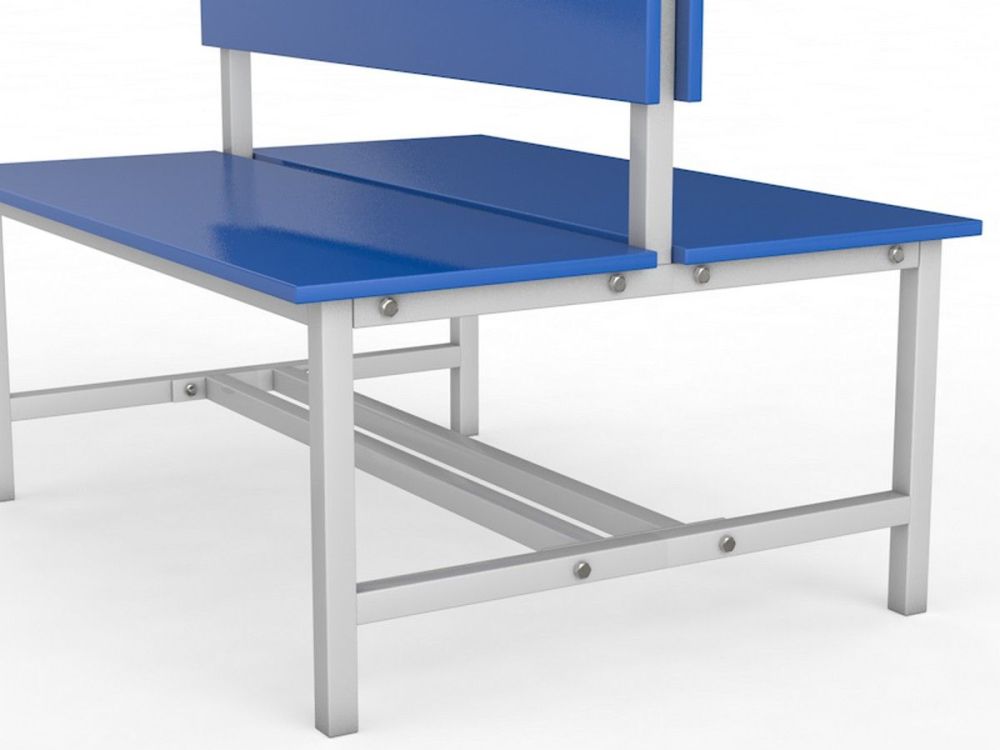 Скамейка для раздевалки со спинкой. Двухсторонняя. Настил ЛДСП 150см Pioner A16384