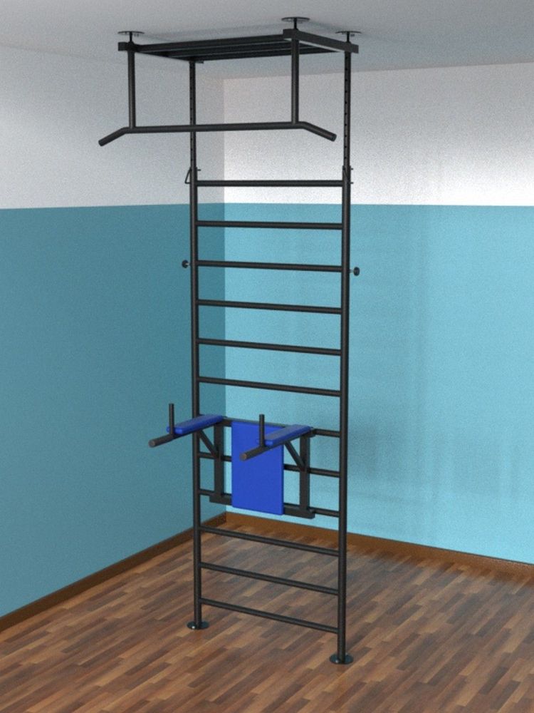 Шведская стенка враспор с регулировкой высоты с брусьями-пресс Pioner A16201