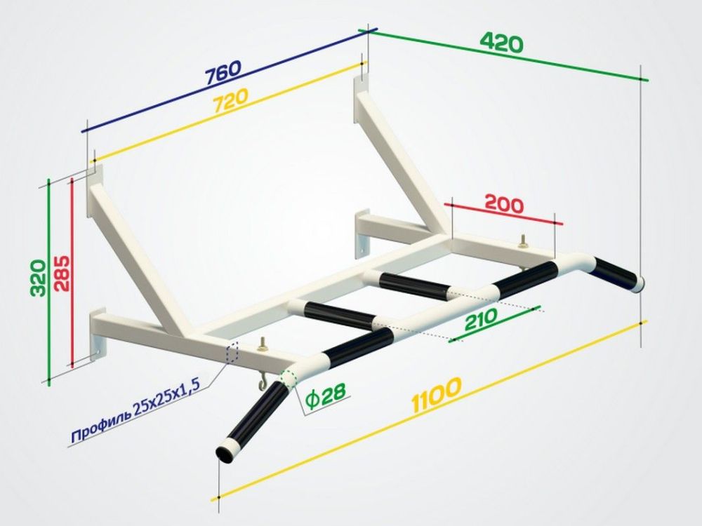 Турник настенный, без грипс  Pioner A16497