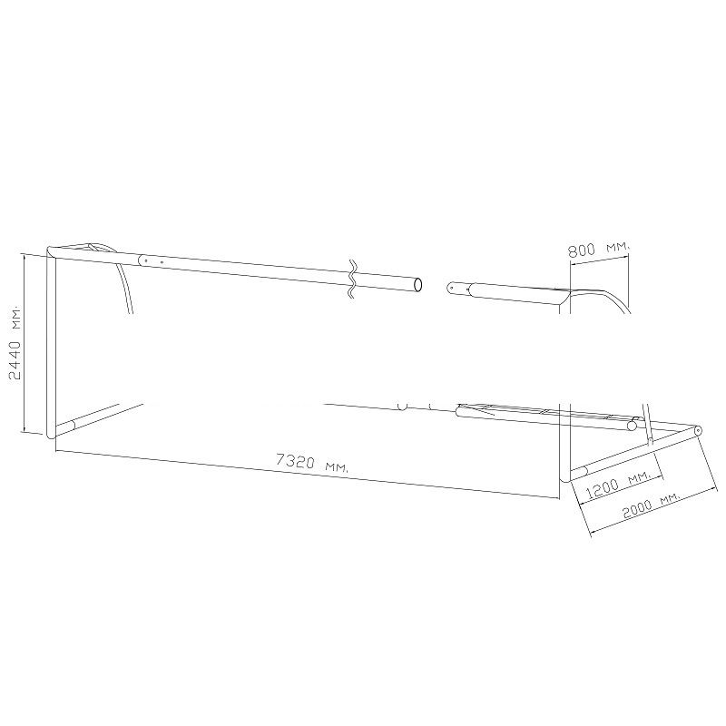 Ворота ф/б 7,32мх2,44м, стальные, разборные с противовесами (Т4), без сетки. Сертифицированные.  Pioner A13265