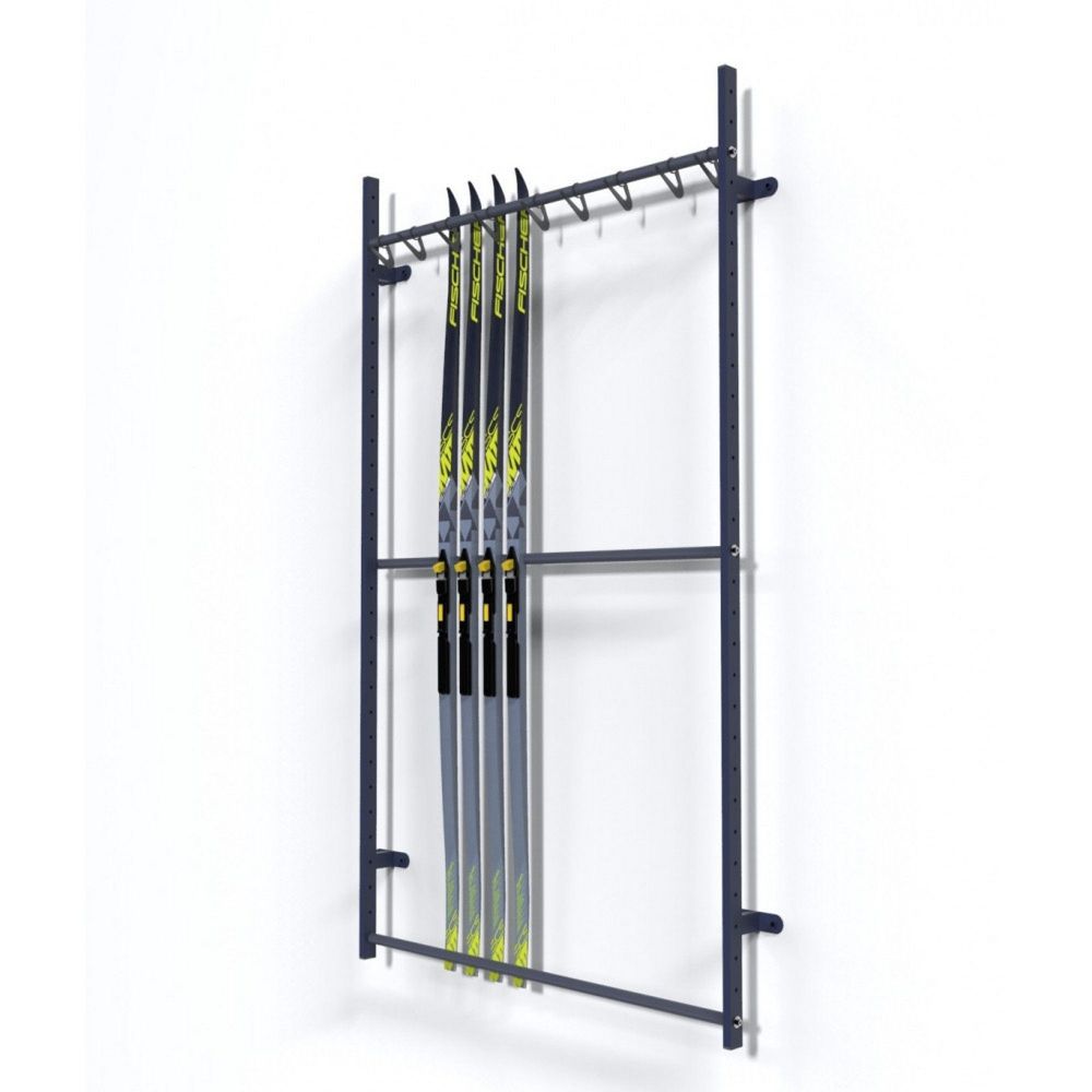 Стеллаж Эконом для беговых лыж, пристенный, односторонний с вешалкой 195х215х15см  BLVEP-18