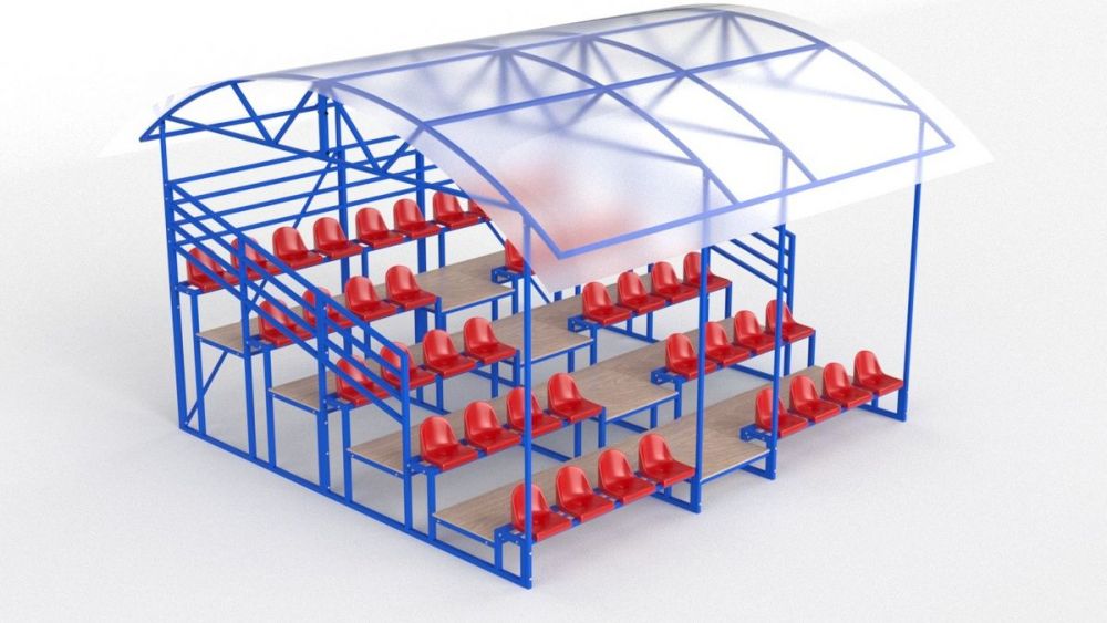 Трибуна с навесом, с ограждением, 5-ти рядная  Pioner A13591