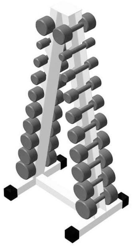 Пирамида для 10 пар фитнес-гантелей (ширина гребенки 85 мм) Pioner A12221