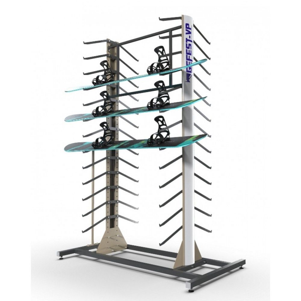 Стеллаж Премиум СП-4 для сноубордов, двухсторонний 219х155х90см  SP41-26