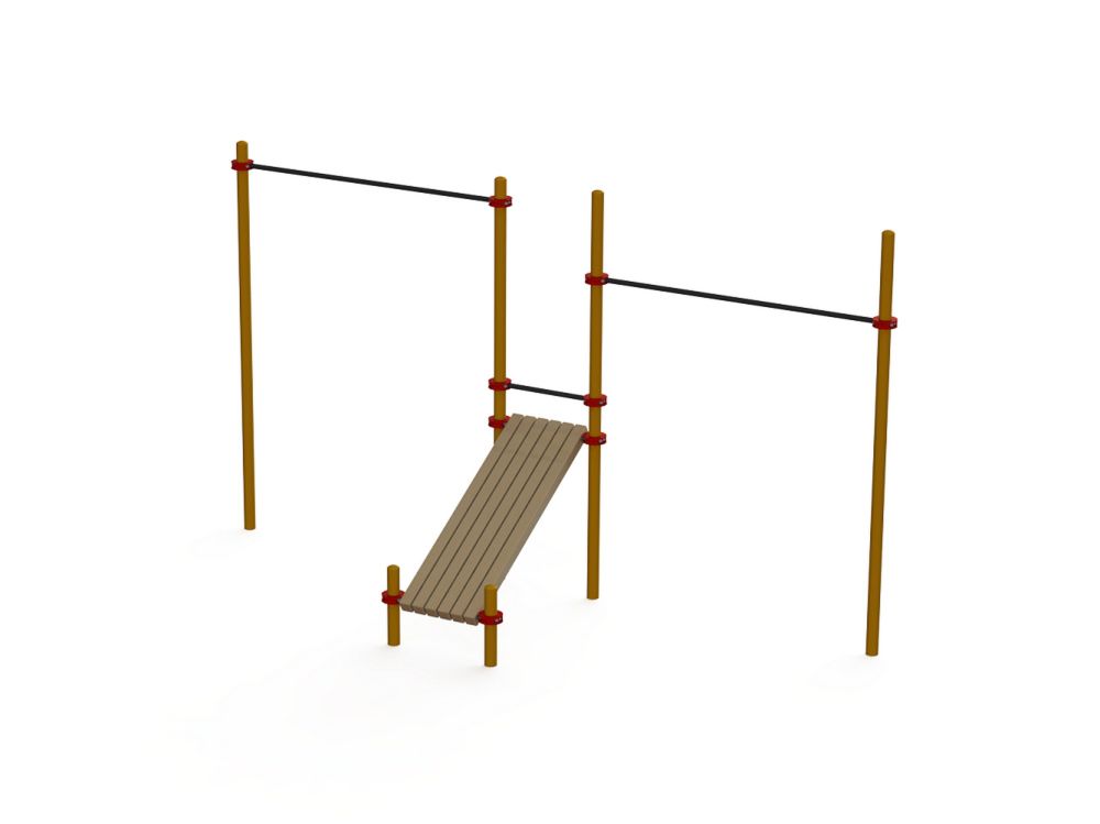 Турники разновысотные Воркаут с лавочкой для пресса Pioner A16777