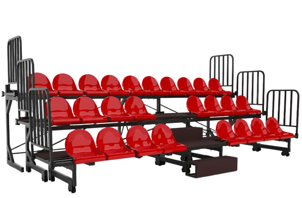 Трибуна трехрядная 26 мест телескопическая с ограждениями Pioner A2506398