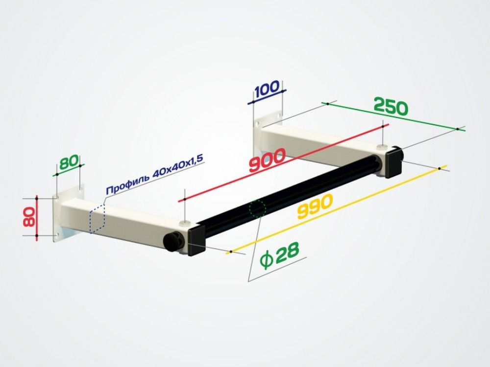 Турник настенный с малым выносом, белый Pioner A16525