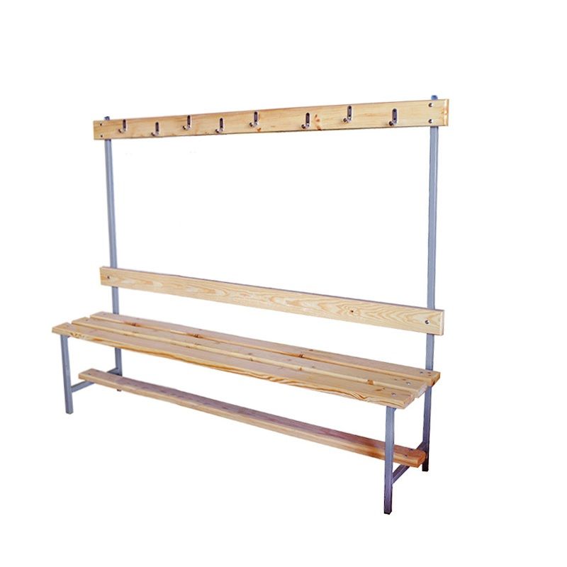 Скамейка для раздевалки с вешалкой 150 см сиденье из дерева  Pioner A16006