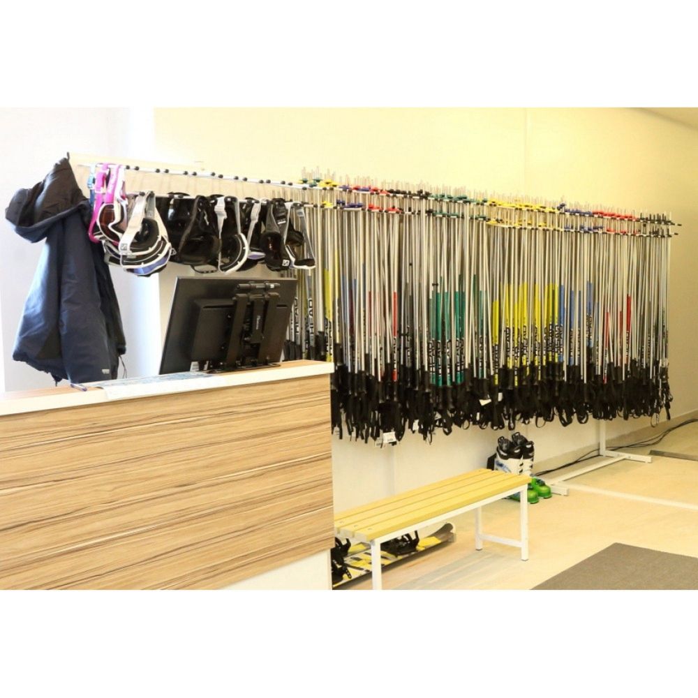 Вешалка Стандарт для лыжных палок, пристенная 100х38х14см  VLPS-57