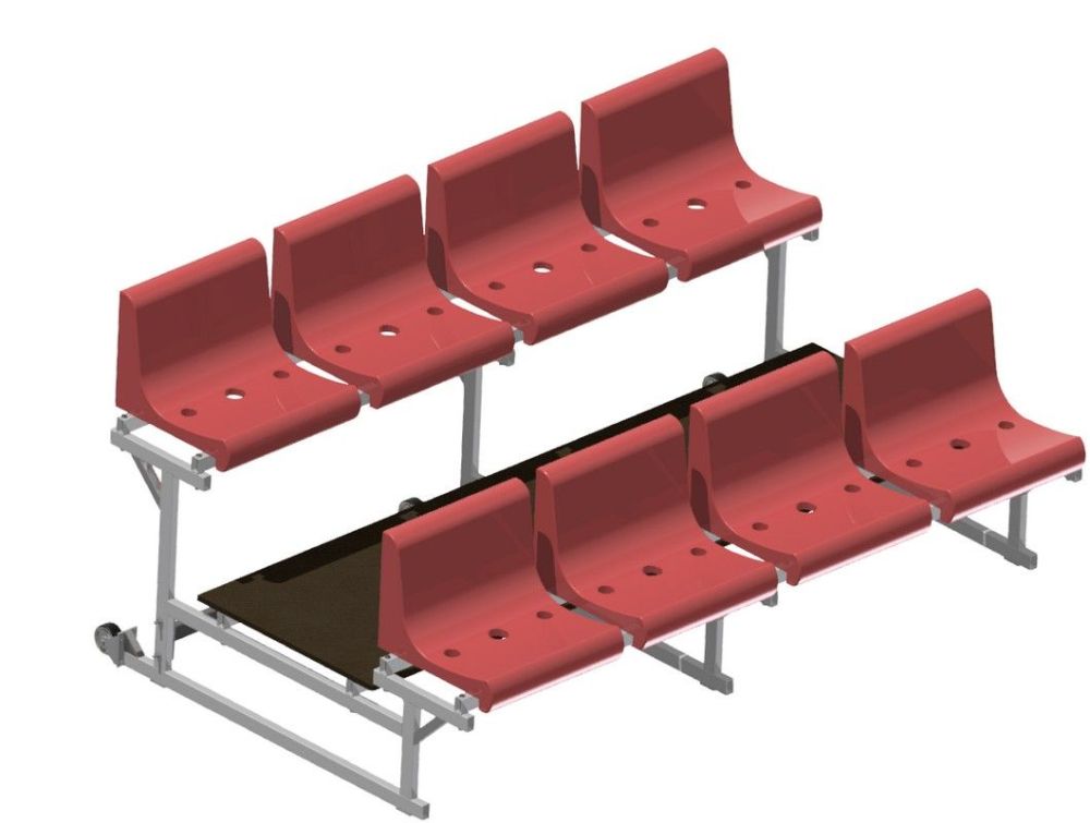 Трибуна двухрядная 8 мест длина 2м мобильная (пластик.сиденья)  Pioner A15288