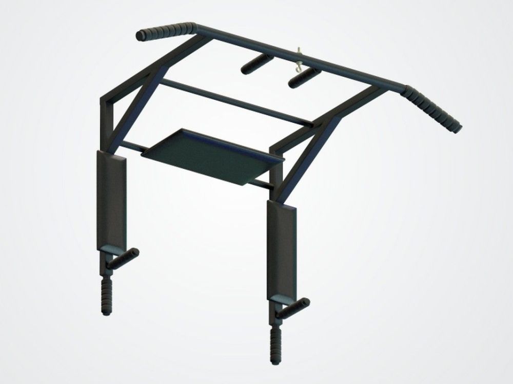 Турник 3 в 1 цельносварной, черный Pioner A17155