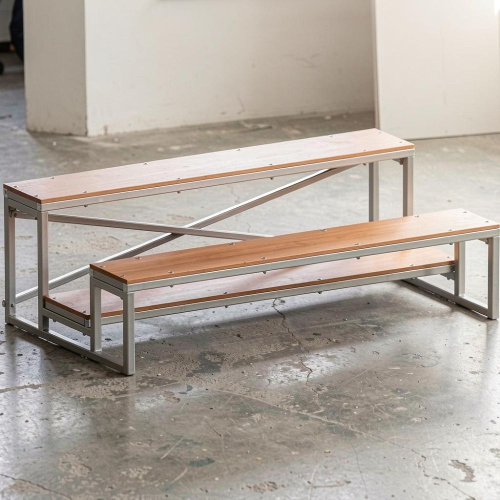 Трибуна мобильная 2 ряда сиденья из фанеры