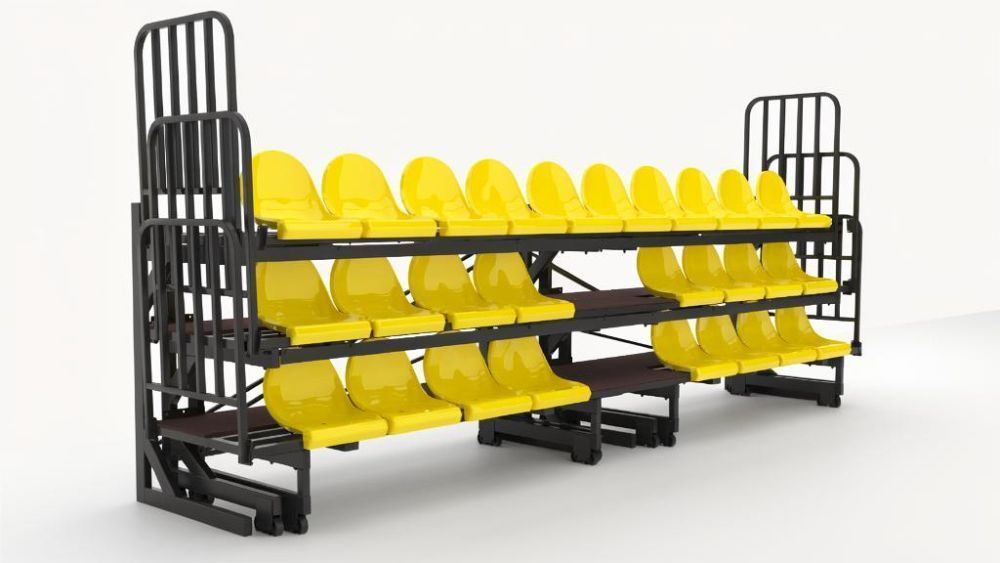 Трибуна трехрядная 26 мест телескопическая с ограждениями Pioner A2506398