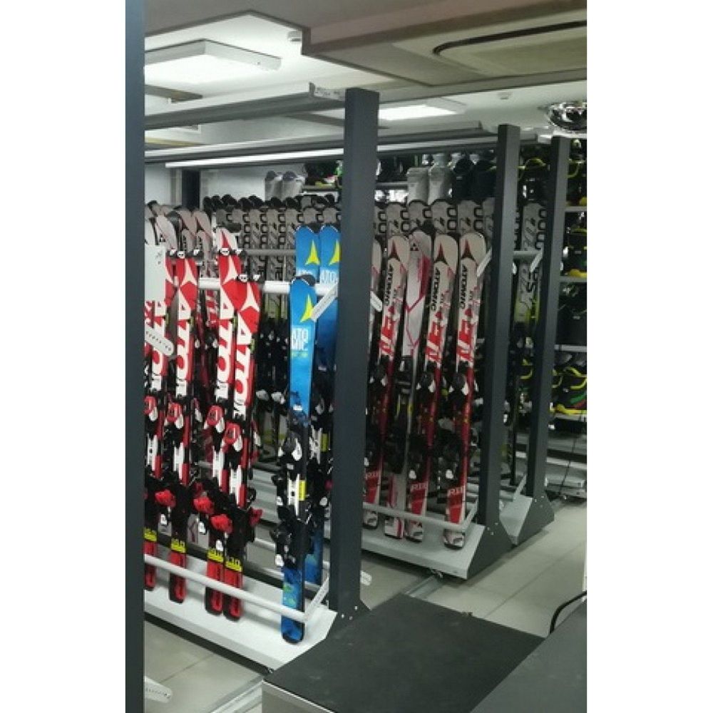 Стеллаж Премиум для горных лыж, двухсторонний с полками 219х155х67см  GLPPD-22