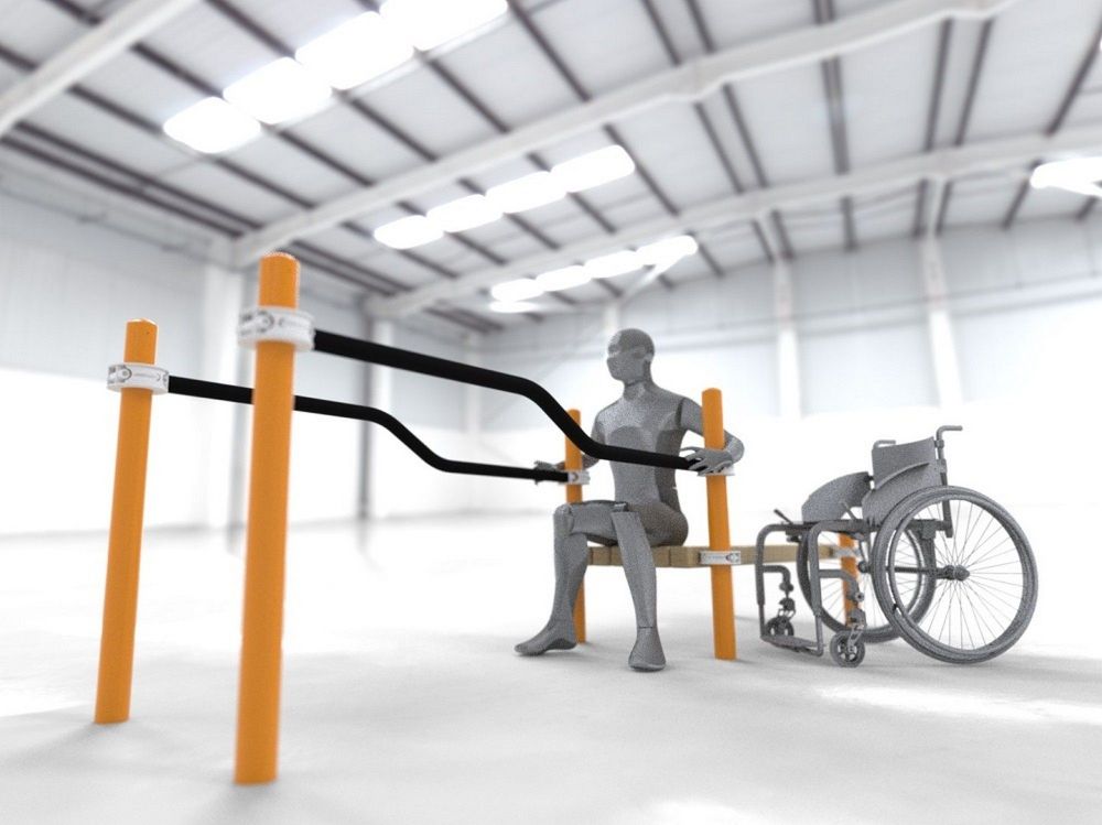 Брусья параворкаут изогнутые в подъем со скамьей Pioner A11811