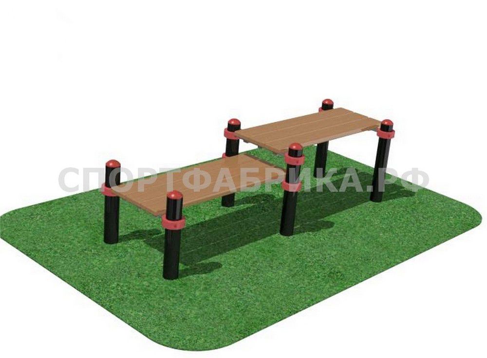 Горизонтальная гимнастическая скамья двойная разноуровневая Сгибание - разгибание рук в упоре  Pioner A17848