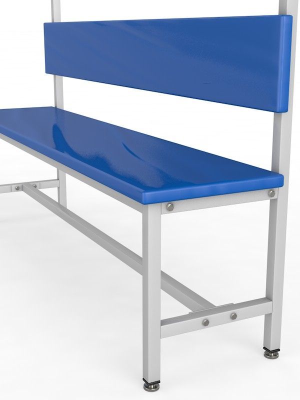 Скамейка для раздевалки со спинкой, односторонняя с вешалкой, настил ЛДСП, 250см  Pioner A16271