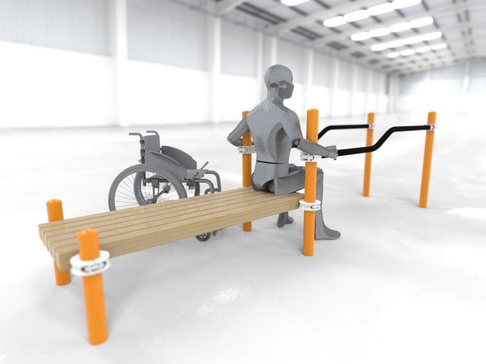 Брусья параворкаут изогнутые в подъем со скамьей Pioner A11811