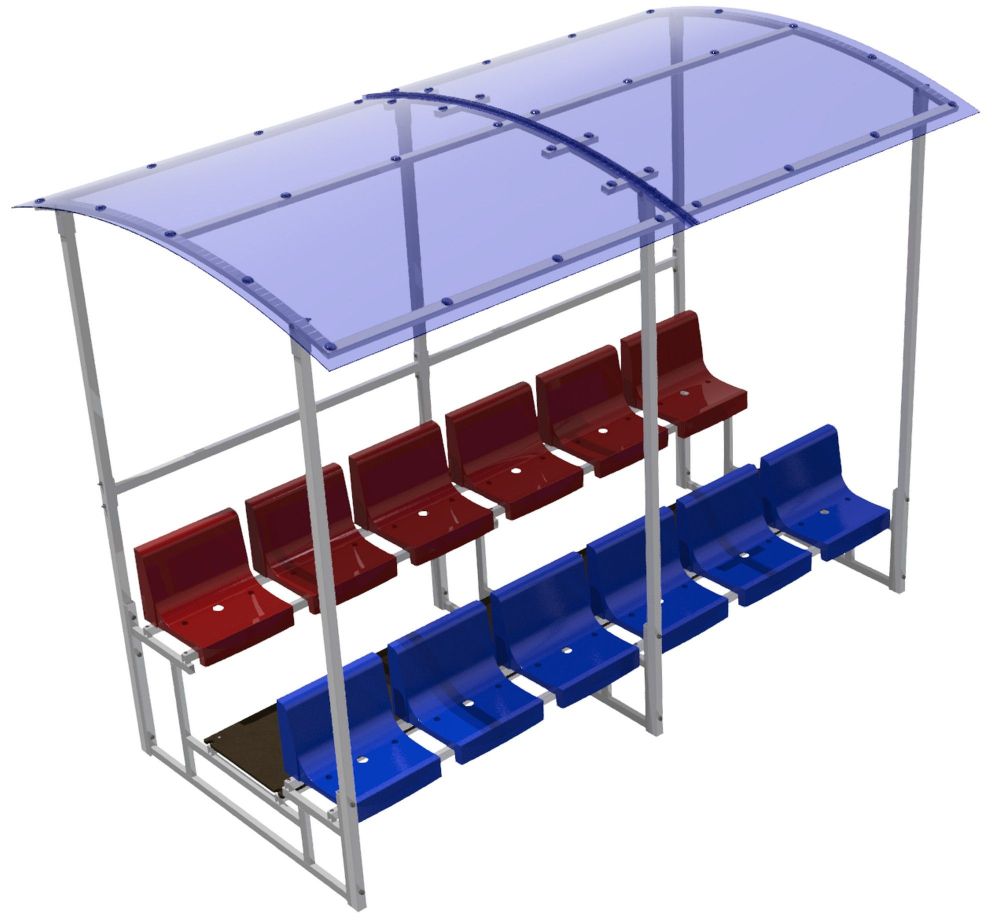 Трибуна 12 человек с козырьком двухрядная  Pioner A15285