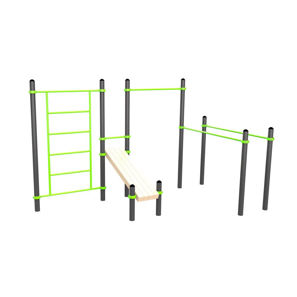 Воркаут (брусья, турник, шведская стенка и наклонная скамья для пресса)  Pioner A17437