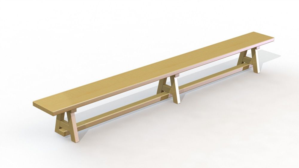 Скамейка гимнастическая 400 см  (3 деревянные ножки) Pioner A14109