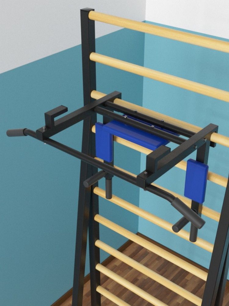 Шведская стенка напольная разборная  металл-береза с брусьями 3 в 1 Pioner A16197