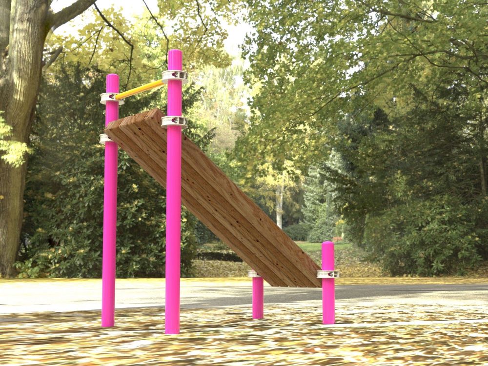 Лавочка Воркаут для пресса с уклоном и перекладиной  Pioner A17368