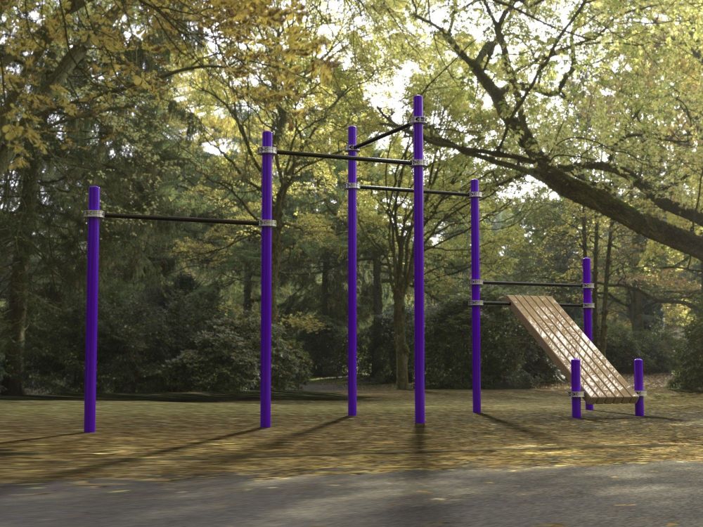 Каскад турников со скамьей для пресса Воркаут  Pioner A16681