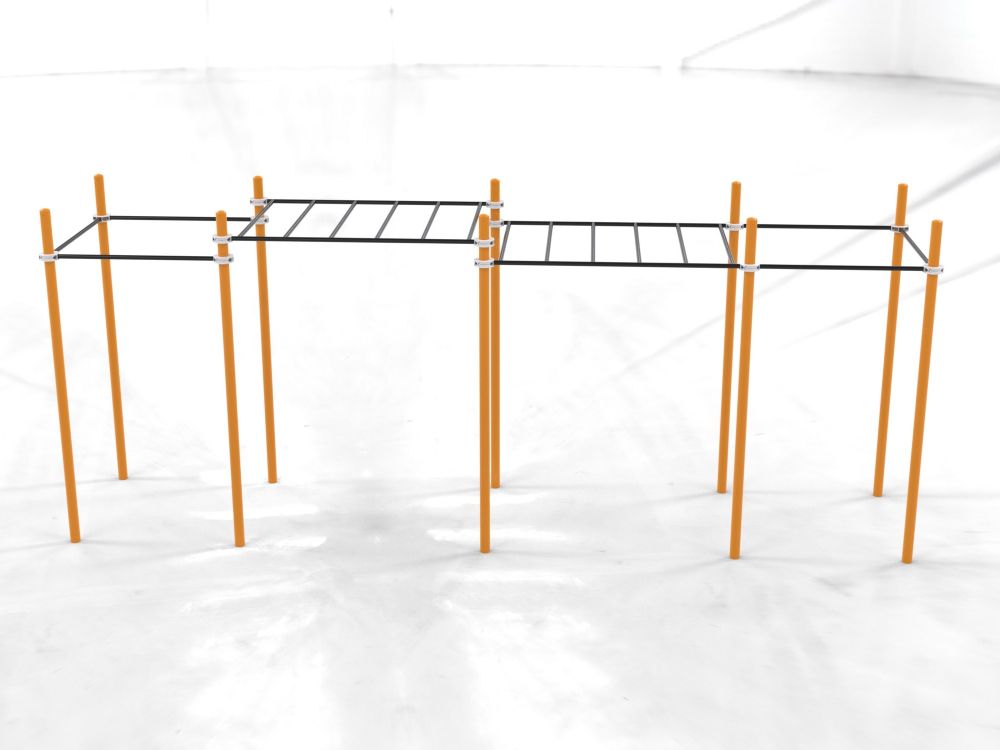 Комплекс Воркаут с рукоходом двухуровневым и 6 турниками Pioner A16685