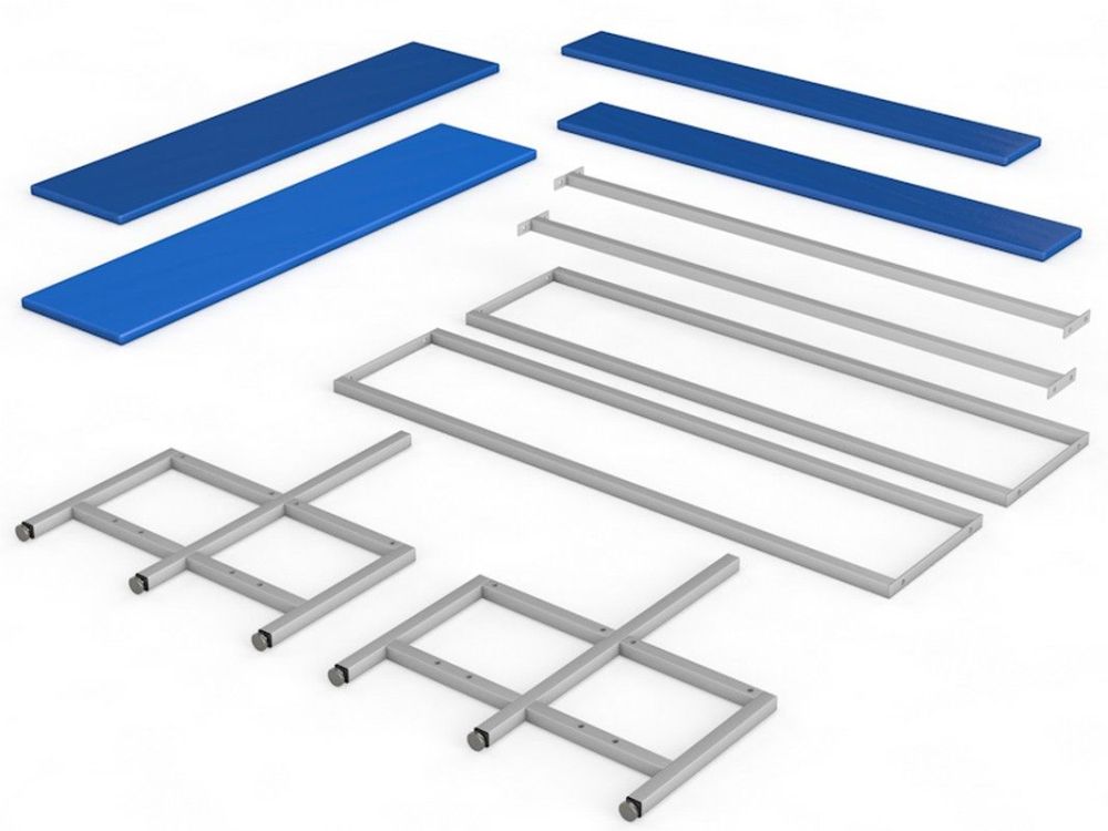 Скамейка для раздевалки со спинкой, двухсторонняя, мягкая, 200см Pioner A16345