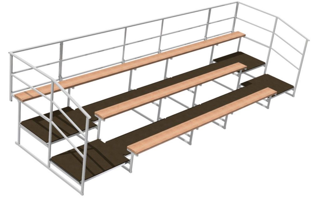 Трибуна трехрядная 28 мест с ограждениями сзади и по бокам, сиденья деревянные Pioner A15291