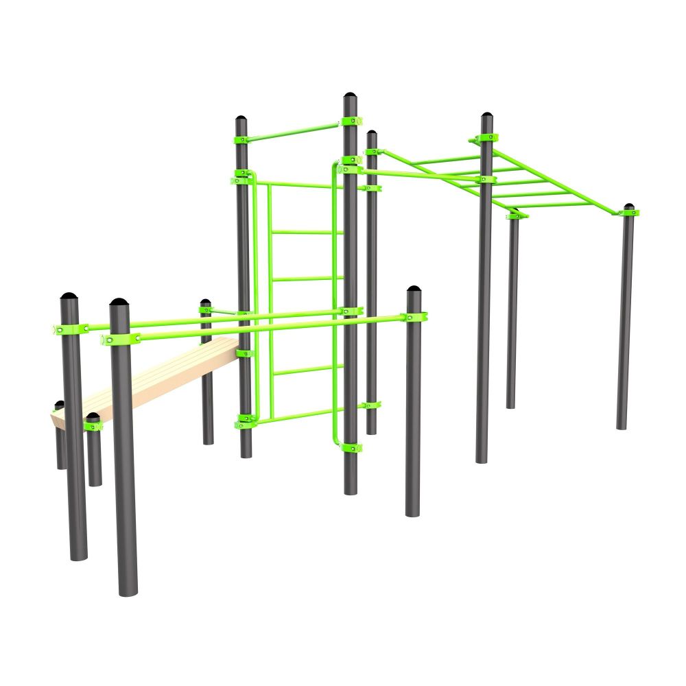 Воркаут (рукоход, швед. стенка, 2 переклад., переклад. верт., накл. скамья, брусья)  Pioner A17429