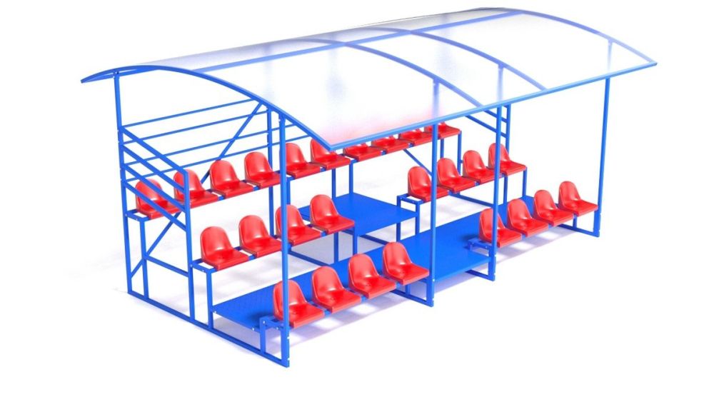 Трибуна с навесом, с ограждением, 3-х рядная  Pioner A13594