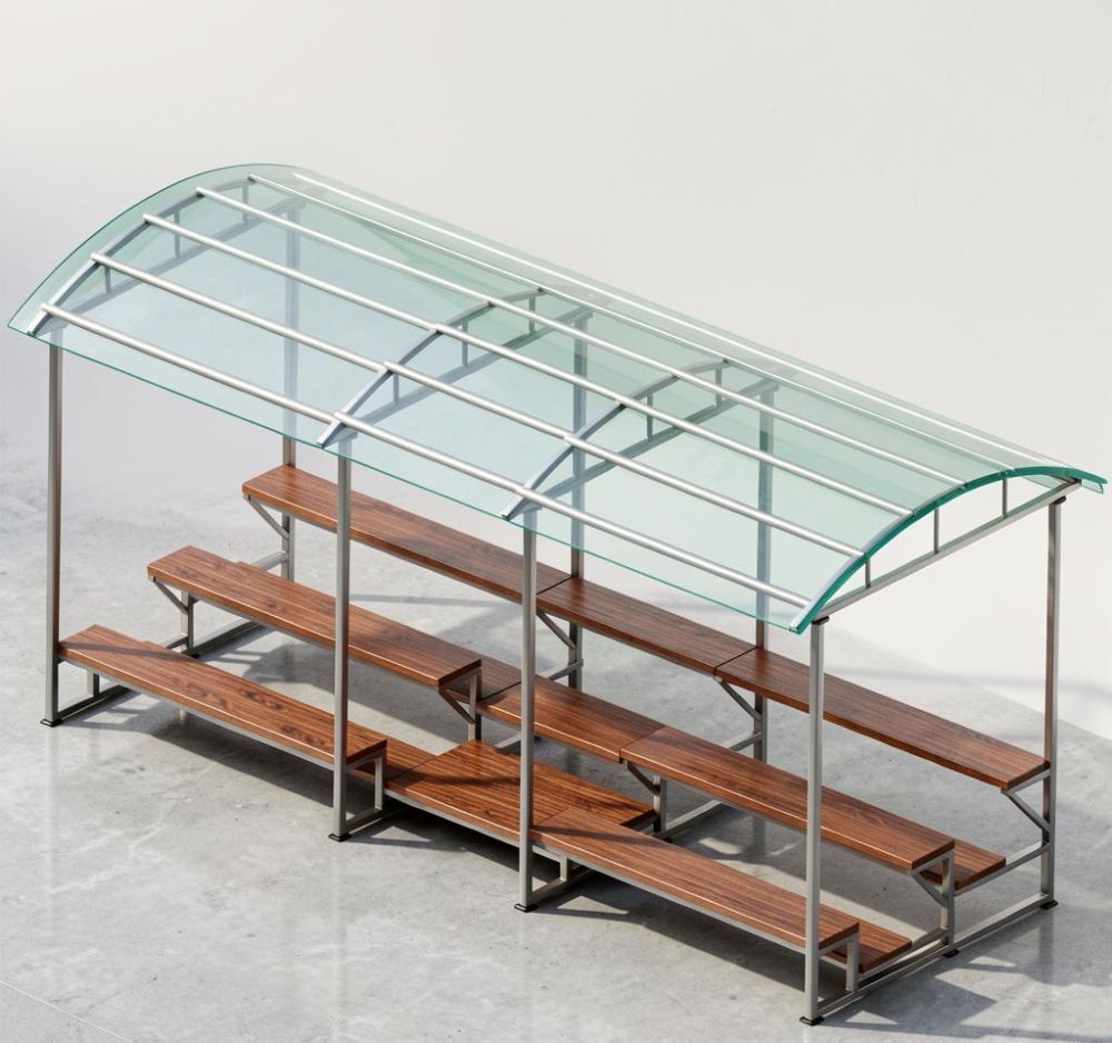 Трибуна для зрителей 3 ряда на 26 мест с навесом (лавки - фанера)