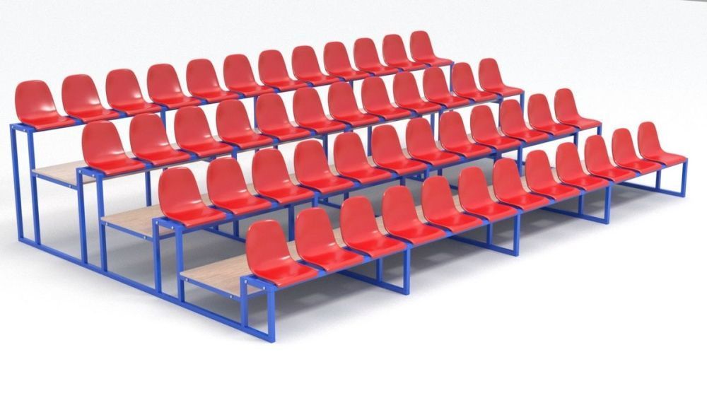 Трибуна с пластиковыми сидениями четырехрядная  Pioner A13595