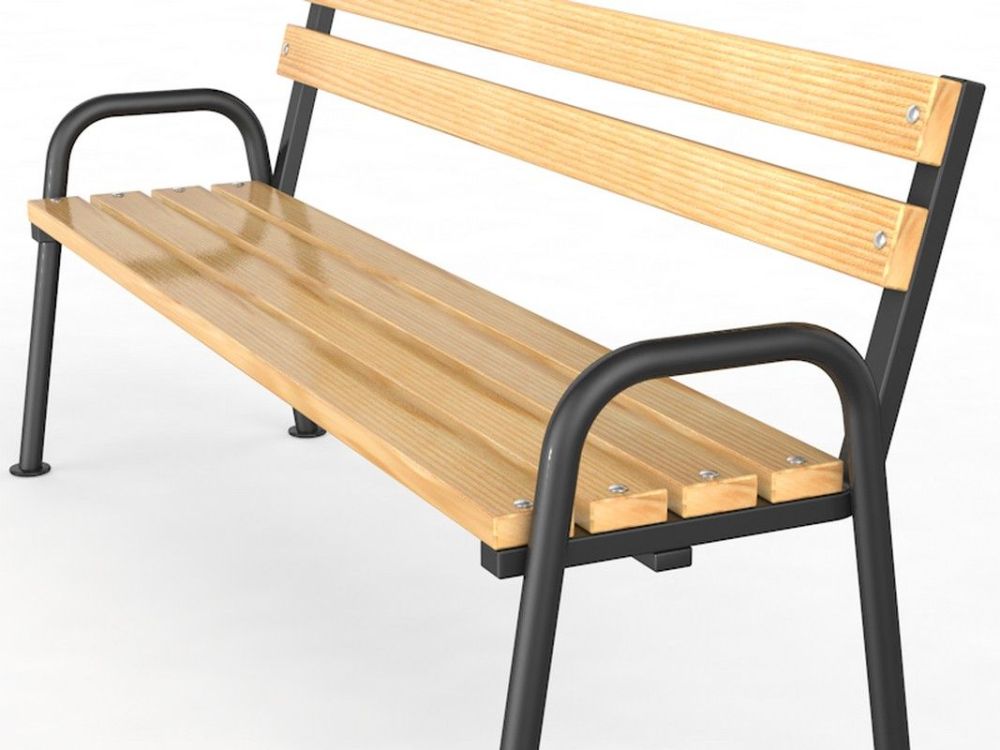 Уличная скамейка со спинкой, длина 2000 мм  Pioner A10952