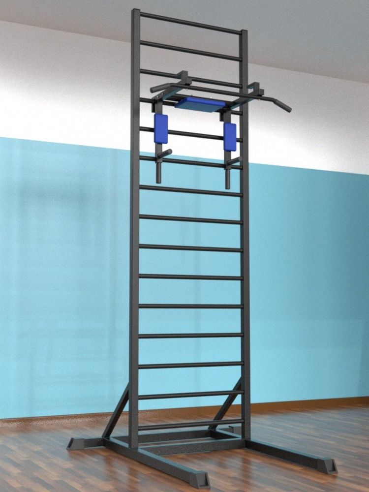 Шведская стенка напольная цельносварная с брусьями 3 в 1 Pioner A16192