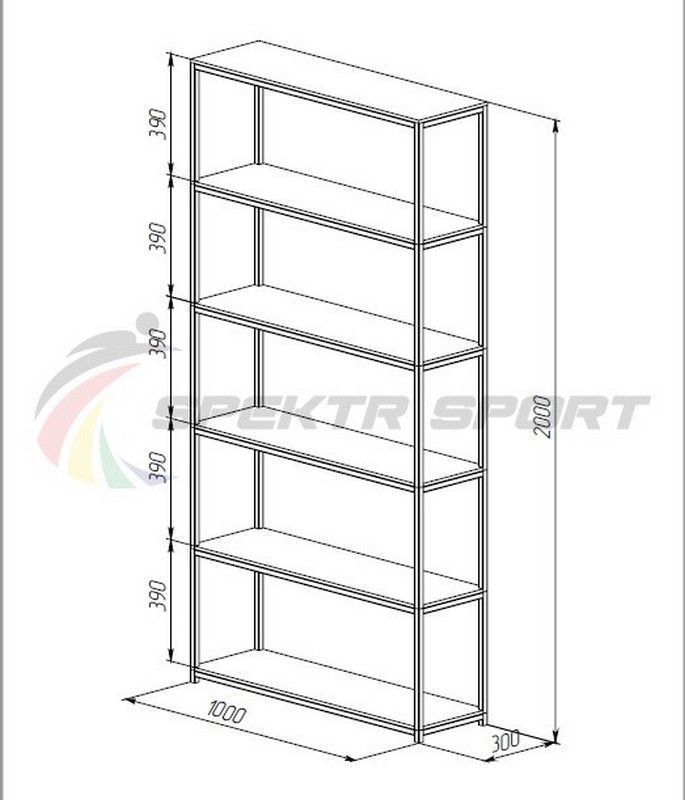 Стеллаж для спортивного инвентаря 6 полок  разборный Pioner A17200