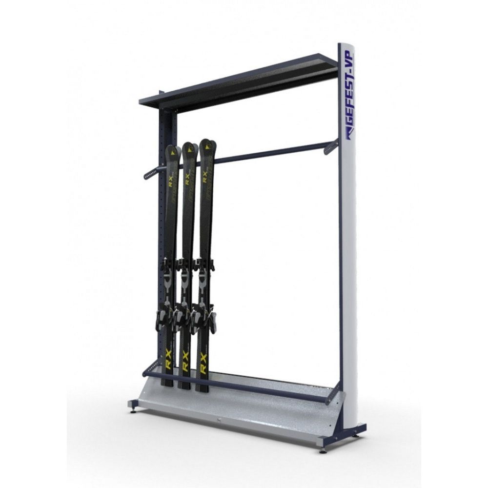 Стеллаж Премиум для горных лыж, односторонний с полкой 219х125х45см  GLPP-9