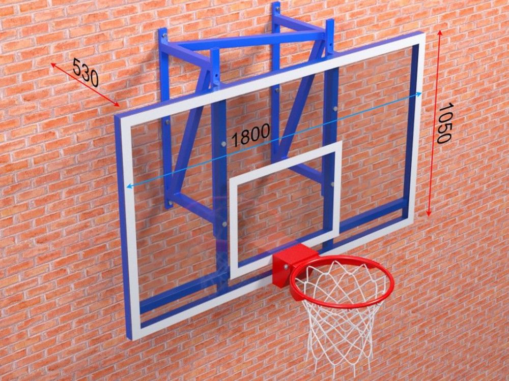 Ферма с игровым щитом из оргстекла 10 мм с регулировкой высоты и массовым кольцом  Pioner A13300