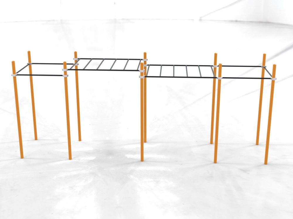 Комплекс Воркаут с рукоходом двухуровневым и 6 турниками  Pioner A16705