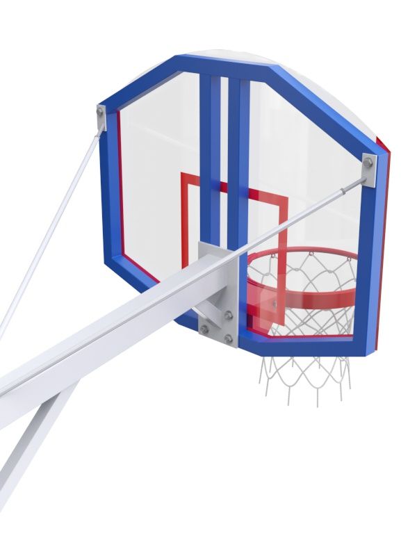 Стойка двухопорная со стритбольным щитом из оргстекла и массовым кольцом  Pioner A13424