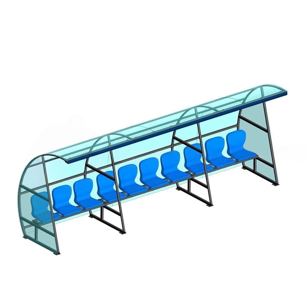 Кабинка для игроков и судей на 10 мест с мягким козырьком