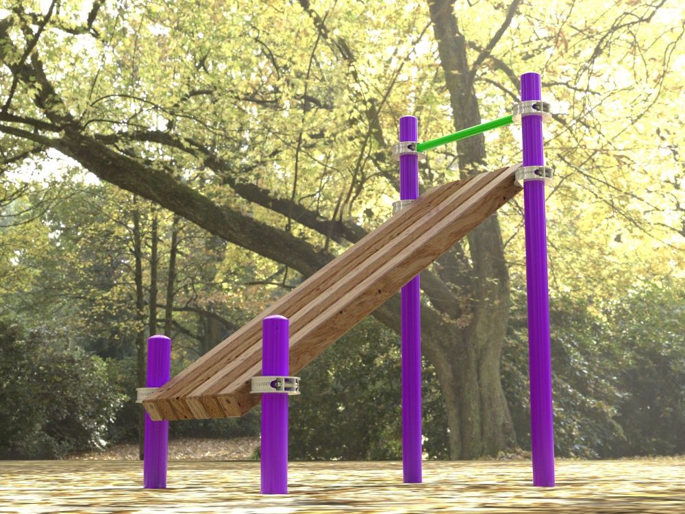 Лавочка Воркаут для пресса с уклоном и перекладиной  Pioner A17347