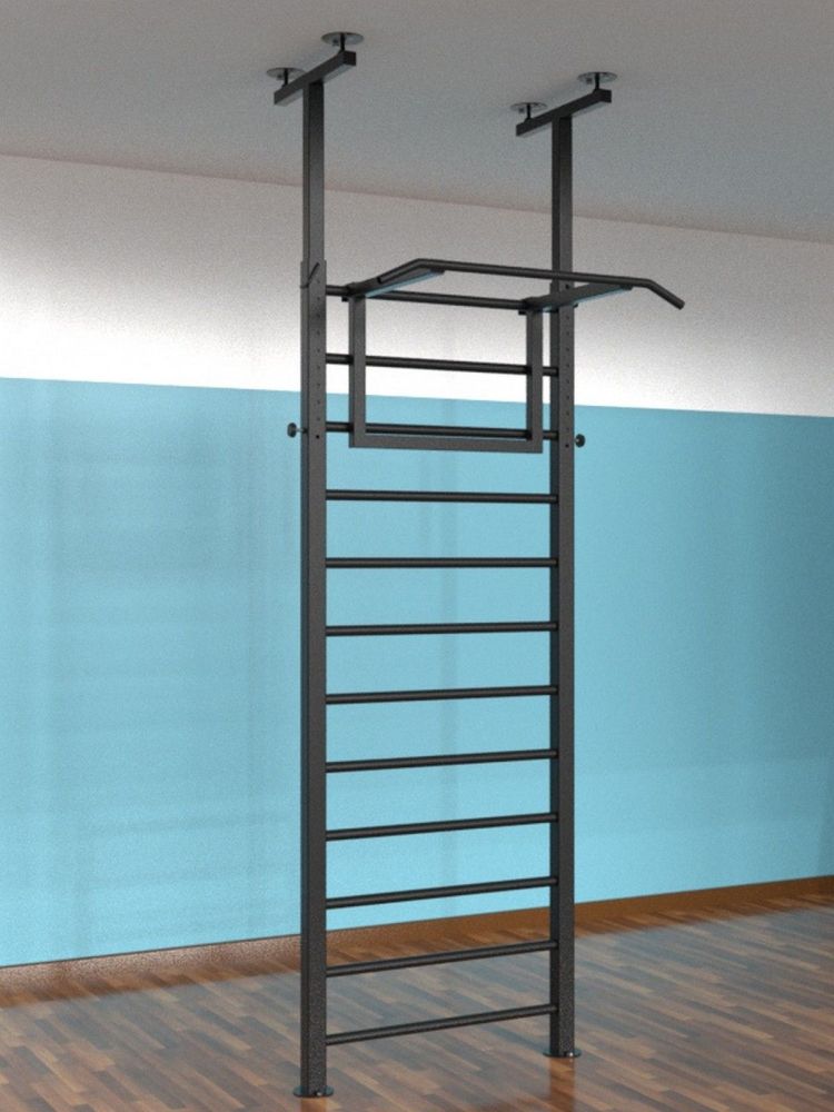 Шведская стенка враспор с регулировкой высоты и турником  Pioner A16182