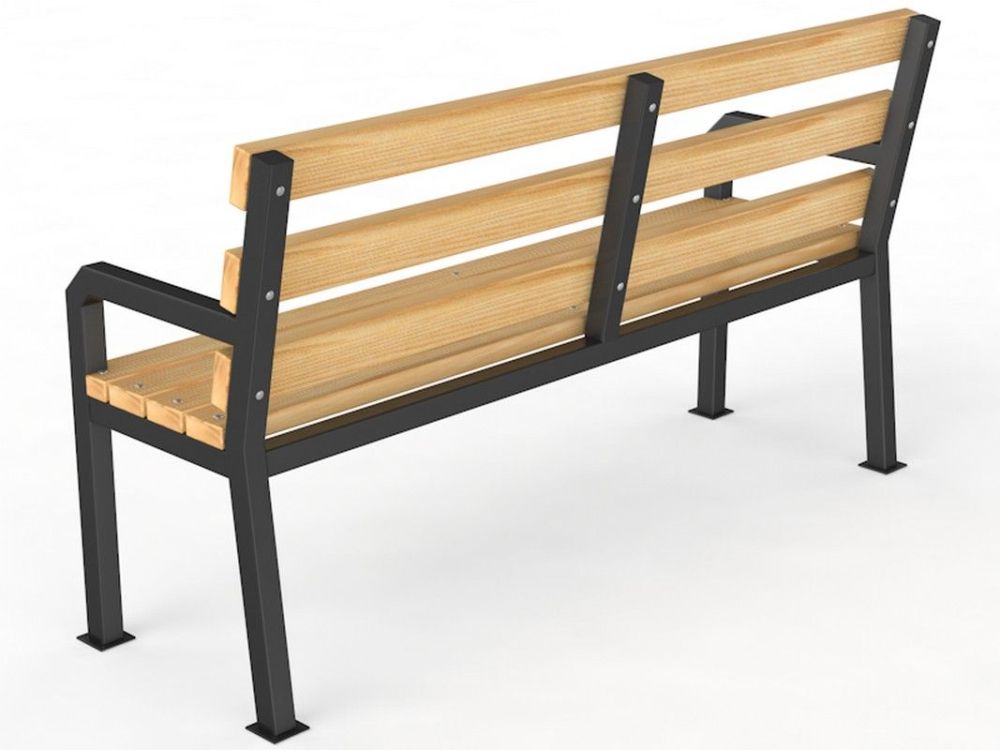 Уличная скамейка со спинкой, длина 2000 мм  Pioner A10946